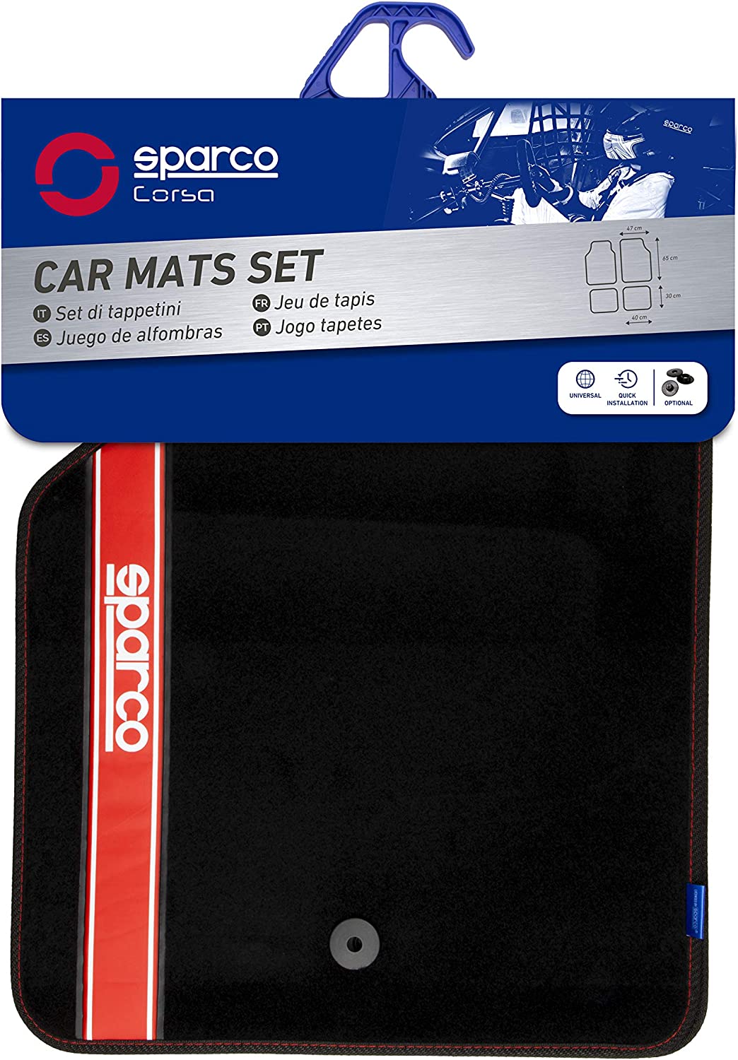 Tapetes para automóvel Sparco New Strada, Vermelho