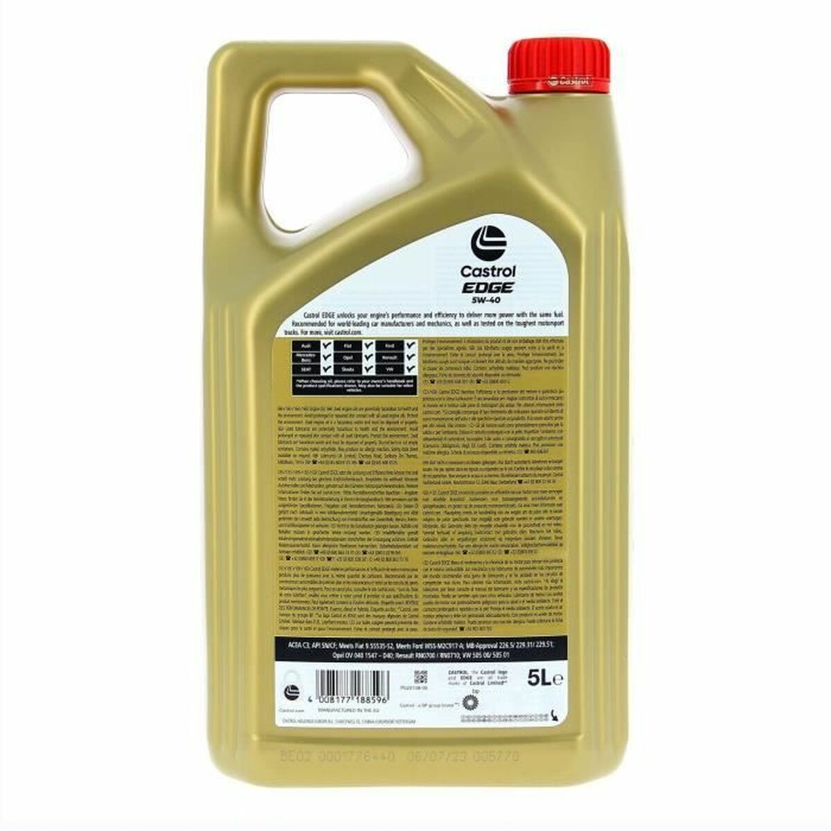 Óleo de motor Castrol Edge Gasolina Diesel Híbrido 5W40 5 L