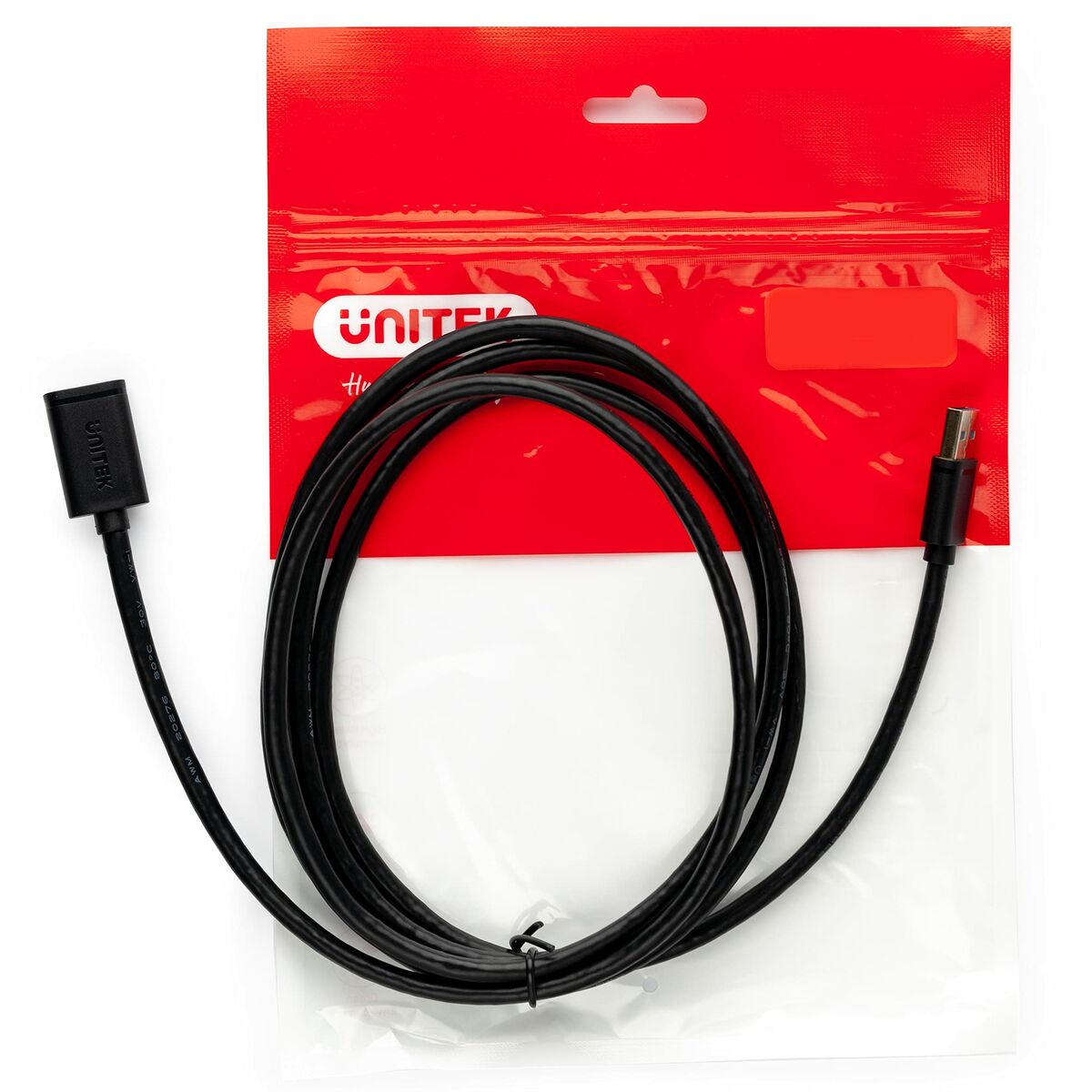 Cabo USB Unitek Y-C450GBK Macho/Fêmea Preto 2 m