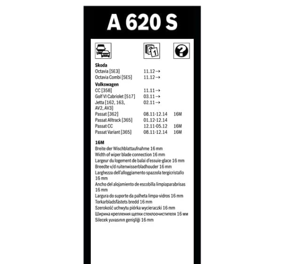 Escovas Limpa Pára-Brisas Bosch Aerotwin A620S