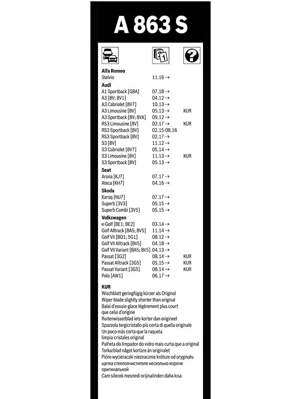 Escovas Limpa Pára-Brisas Bosch Aerotwin A863S