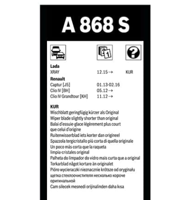 Escovas Limpa Pára-Brisas Bosch Aerotwin A868S