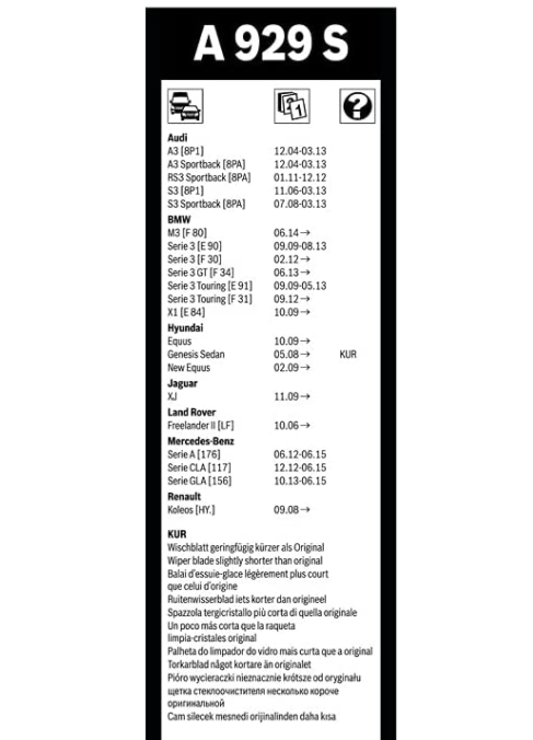 Brosses propres Bosch Aerotwin A929S