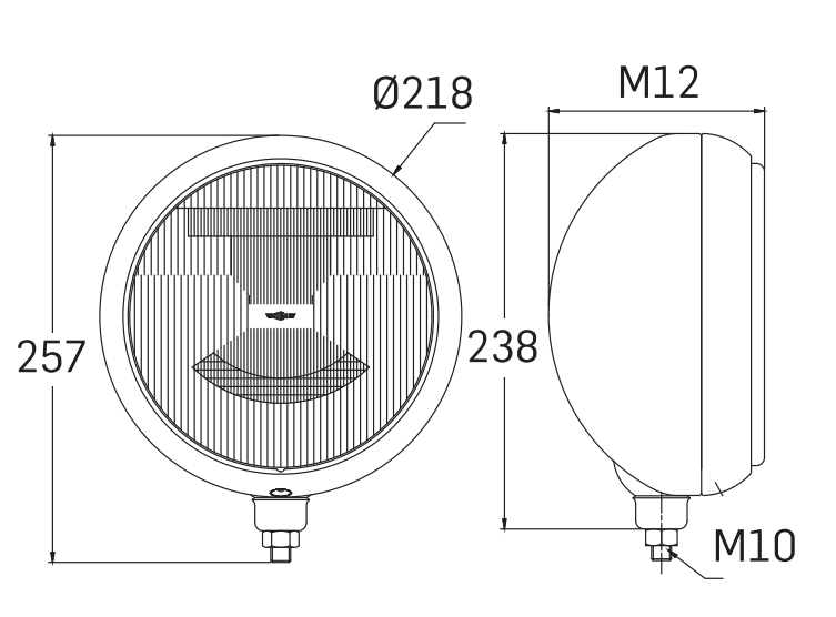 Scheinwerferpaket mit großer Reichweite <tc>SIM</tc> 3208 (Ø 220 mm) + Cibié-Abdeckungen