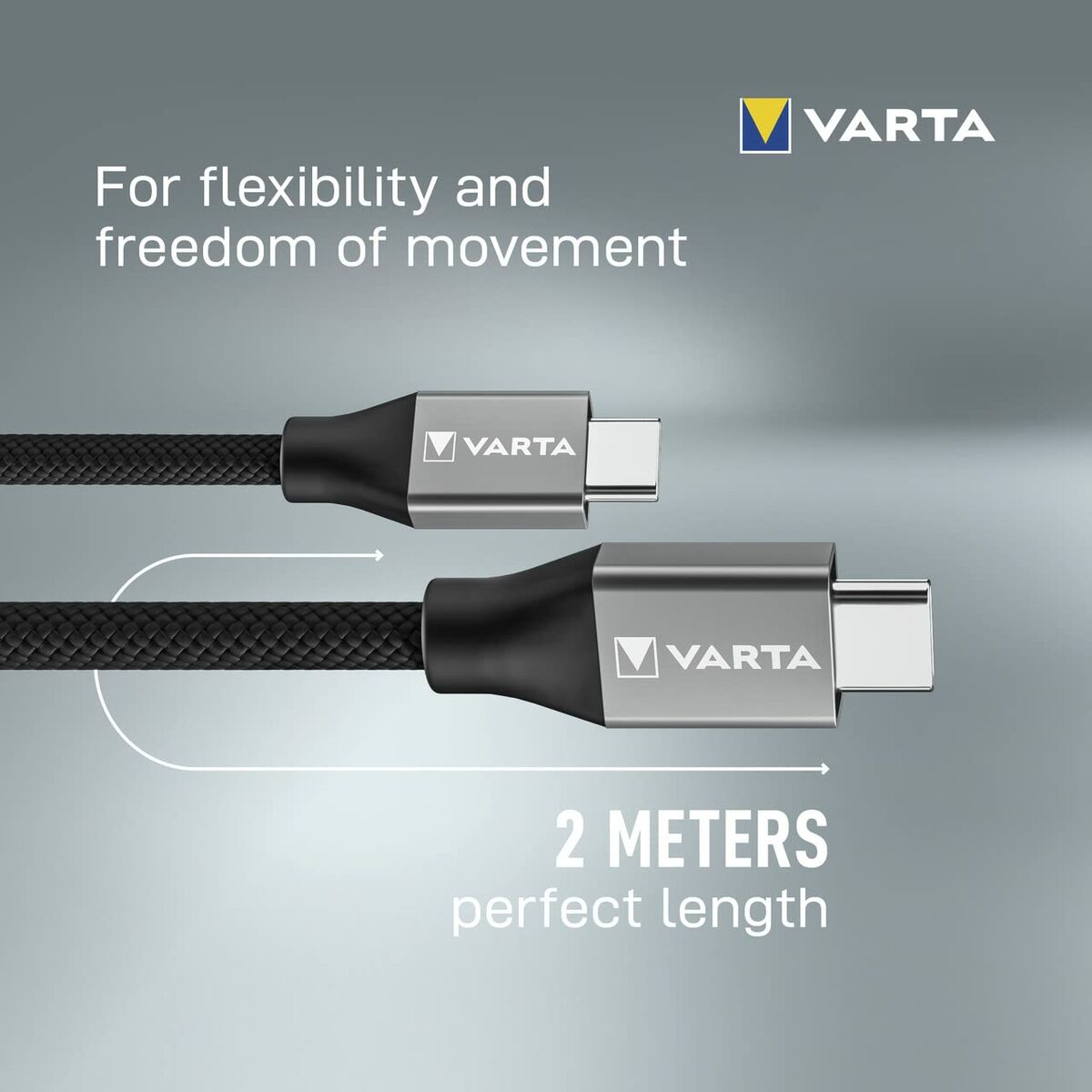 Cabo USB-C Varta 2 m Preto