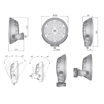 Farol para camião Wesem Fervor 220 LED (220 mm)