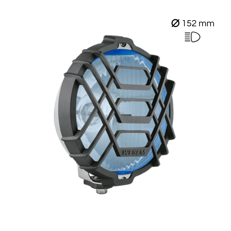 Farol de longo alcance Wesem HO3 (cromado, vidro azul e com capa)