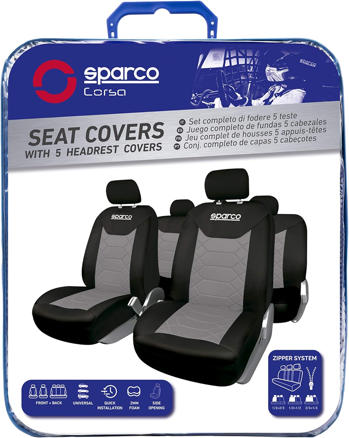 Capas para bancos Sparco SPC1016 (Cinzento e Preto)
