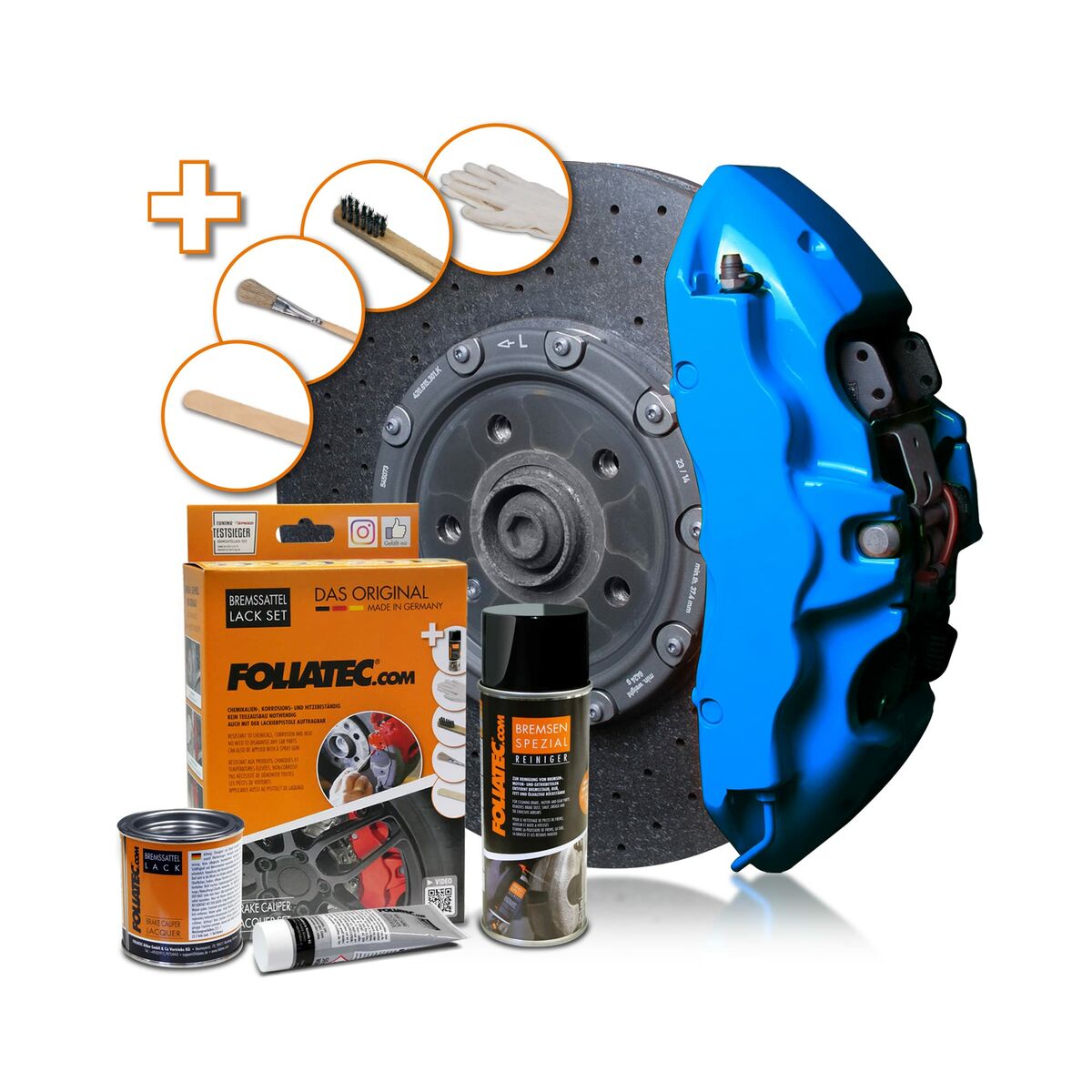 Conjunto de pintura Foliatec 2188 GT-BLUE Pinças de Travão 3 Peças Azul 400 ml