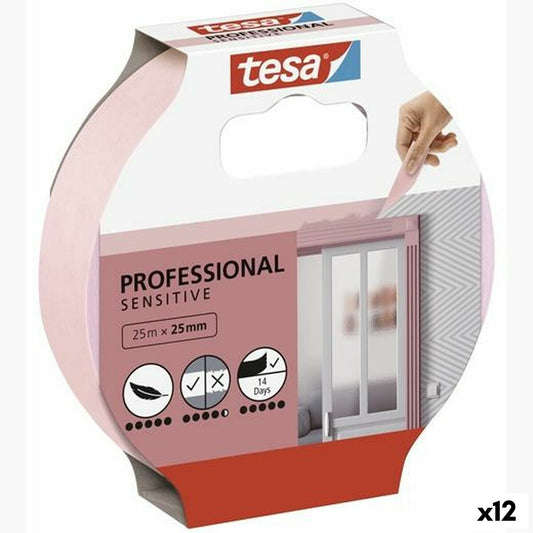 Fita Adesiva TESA Professional Sensitive Pintor Cor de Rosa 12 Unidades (25 mm x 50 m)