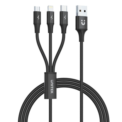 Cabo USB para Micro USB, USB-C e Lightning Unitek C14049BK Preto 1,2 m