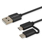 Cabo USB para Micro USB e USB C Savio CL-128 Preto 1 m