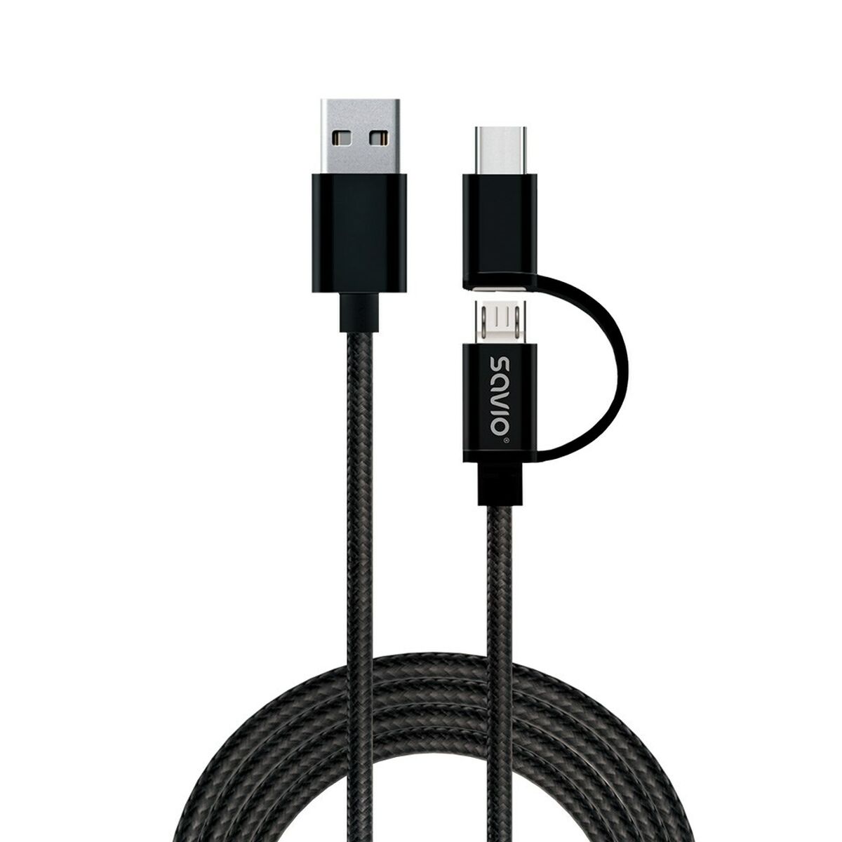 Cabo USB para Micro USB e USB C Savio CL-128 Preto 1 m