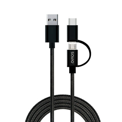Cabo USB para Micro USB e USB C Savio CL-128 Preto 1 m