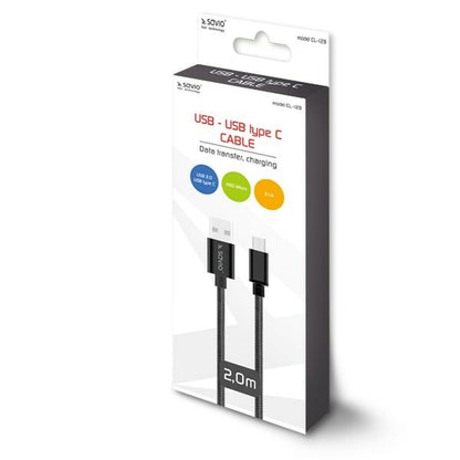 Cabo USB A para USB C Savio CL-129 Preto 2 m