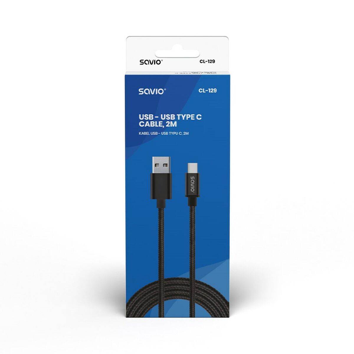 Cabo USB A para USB C Savio CL-129 Preto 2 m