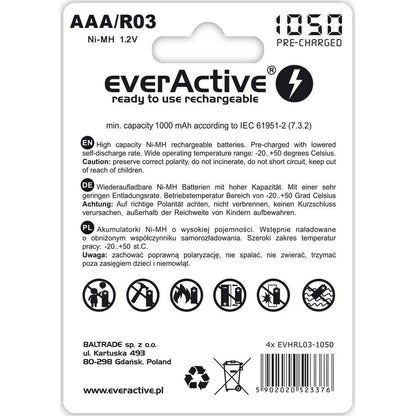 Pilhas Recarregáveis EverActive EVHRL03-1050 1,2 V AAA