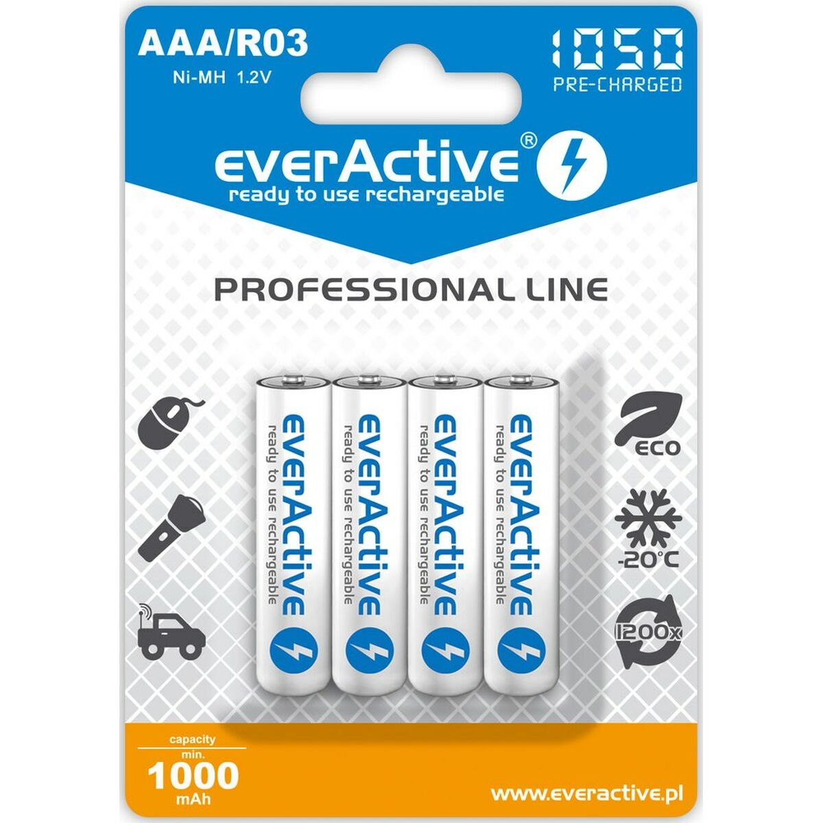 Pilhas Recarregáveis EverActive EVHRL03-1050 1,2 V AAA