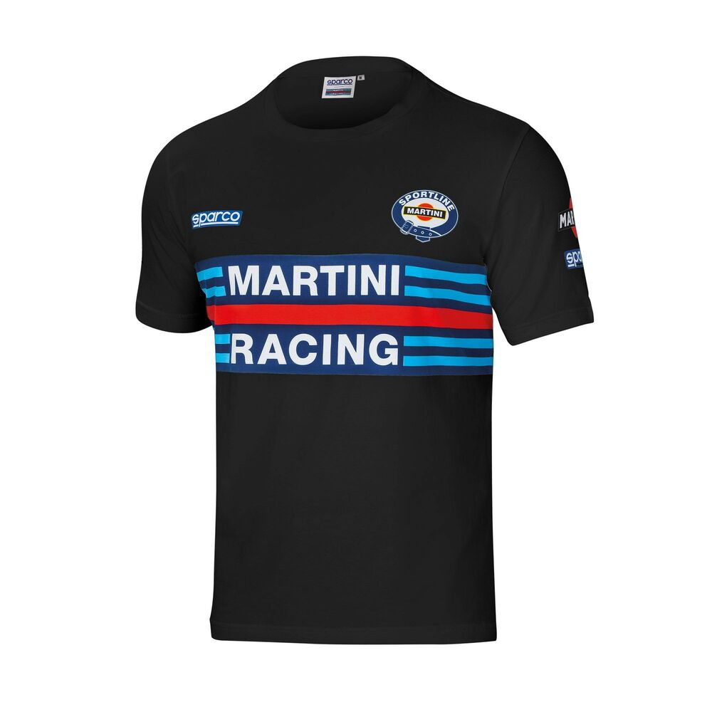 Herren Kurzarm-T-Shirt Sparco Martini Racing Schwarz (Größe XL)
