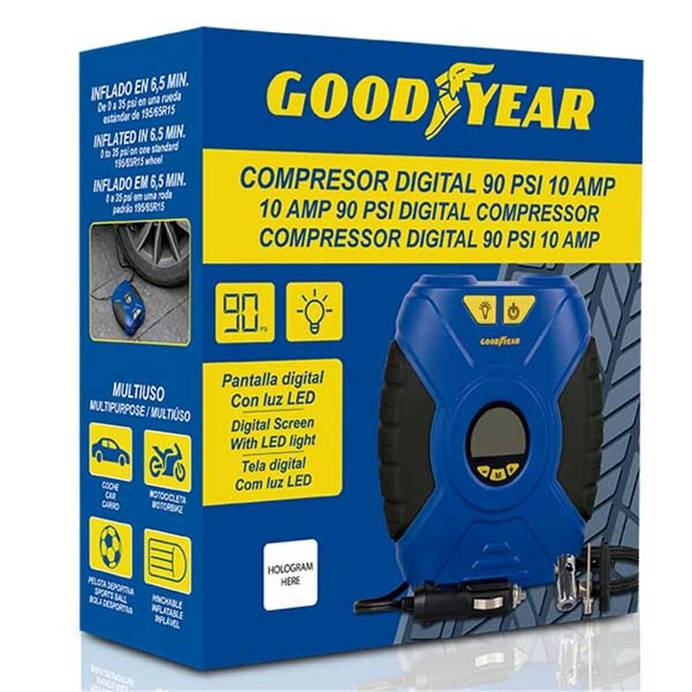 Compressor de ar portátil Goodyear, 12V (90 PSI)