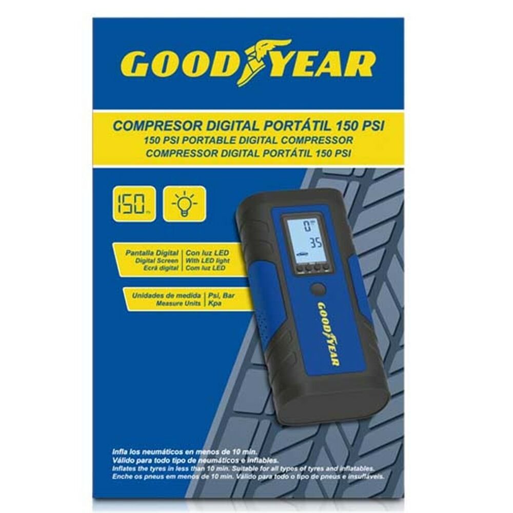 Compressor de Ar Portátil com LED Goodyear GOD0019 2600 mAh 150 PSI 7,4 V