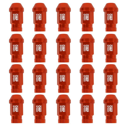 Set Porcas OMP 7075 M12 x 1,25 40 mm 20 uds Vermelho