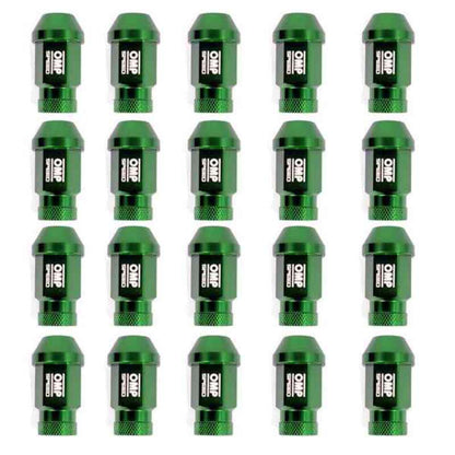 Set Porcas OMP 7075 40 mm M12 x 1,25 20 uds Verde
