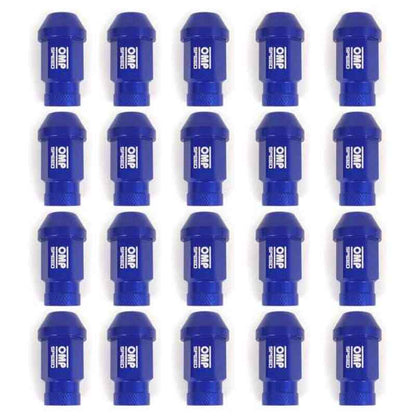 Set Porcas OMP 7075 40 mm M14 x 1,50 20 uds Azul